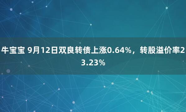 牛宝宝 9月12日双良转债上涨0.64%，转股溢价率23.23%